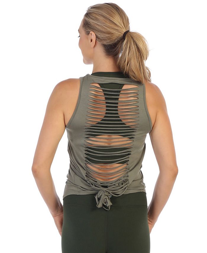 CIRCLE SPINE LASER CUT STRETCH JERSEY TANK