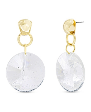 image of Catherine Malandrino Women-s Gold-Tone Glitter Circle Link Drop Earrings