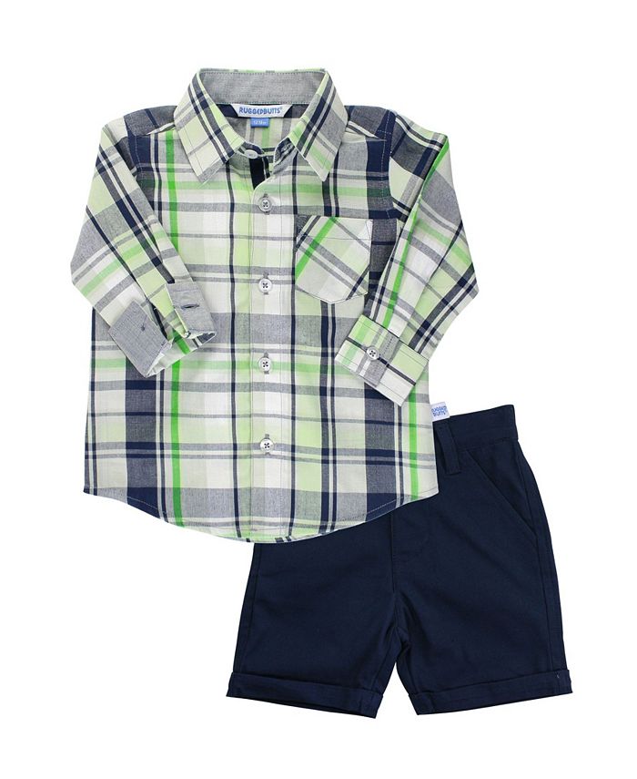 RuggedButts Toddler Boys Button Down Shirt and Chino Short Set ...