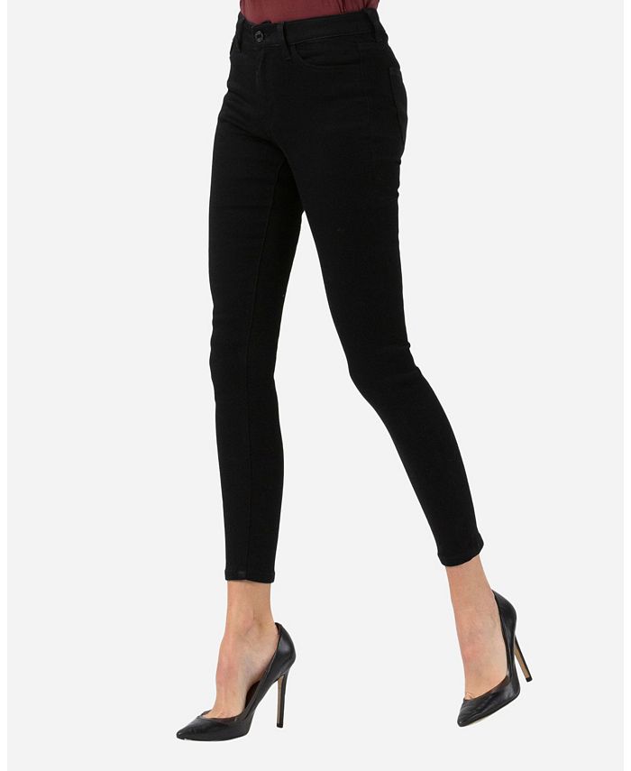 JEN7 Women's Velvet Mid Rise Ankle Skinny Jeans Black Size 29