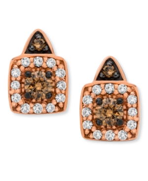 image of Chocolate by Petite Le Vian Chocolate and White Diamond Stud Earrings (1/3 ct. t.w.) in 14k Rose, Yellow or White Gold