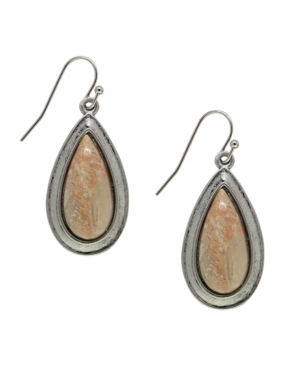 image of T.r.u. by 1928 Pewter Genuine River Stone Teardrop Earring
