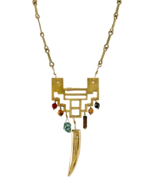 image of T.r.u. by 1928 14 K Gold Dipped Tusk Geometric Semi Precious Necklace