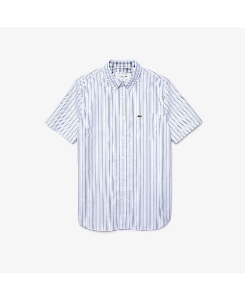 Lacoste Men S Regular Fit Short Sleeve Button Down Stripe Oxford