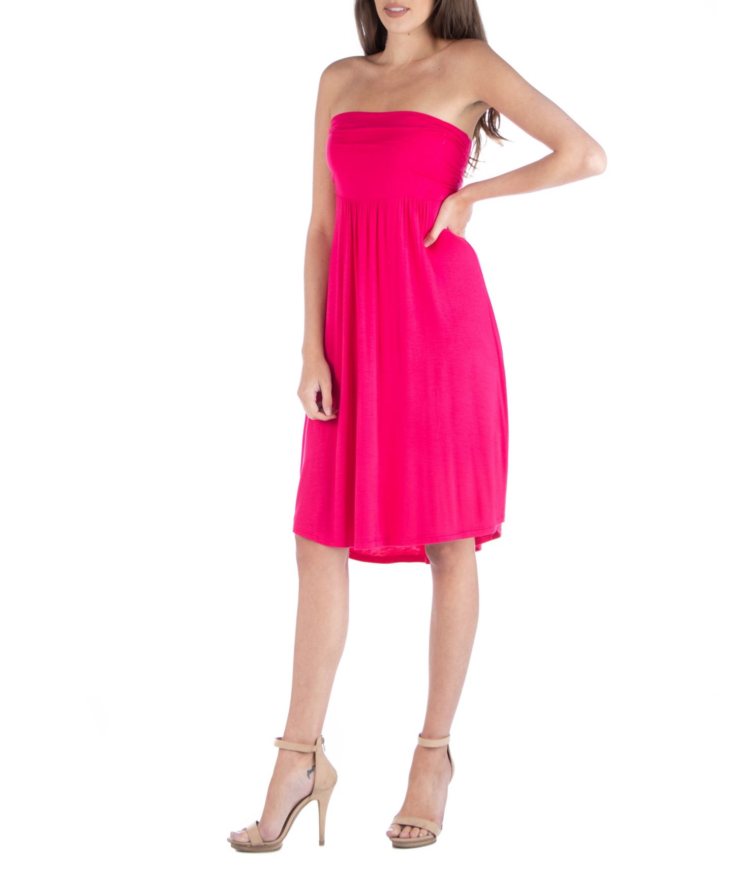 Женское платье 24seven Comfort Apparel Strapless Empire Waist Mini, цвет: Оранжевый — фото 6