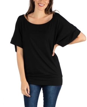 Shop 24seven Comfort Apparel Loose Fit Dolman Top With Wide Sleeves In Black