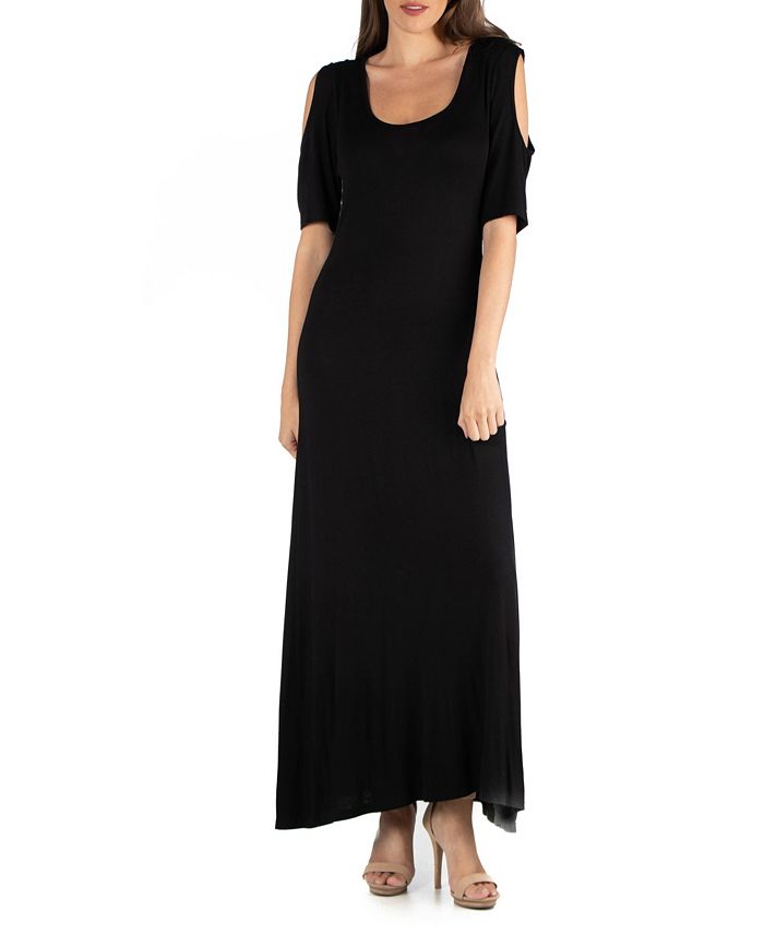 24seven Comfort Apparel Half Sleeve Open Shoulder Maxi Dress - Macy's
