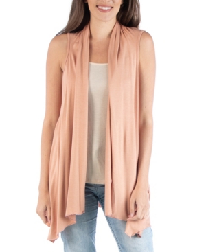 24seven Comfort Apparel Draped Open Front Sleeveless Cardigan Vest
