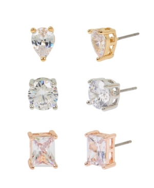 image of Jessica Simpson Mixed Cubic Zirconia Stone Stud Earrings Set