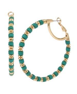 image of Jessica Simpson Beaded Hoop Earrings, 2.25