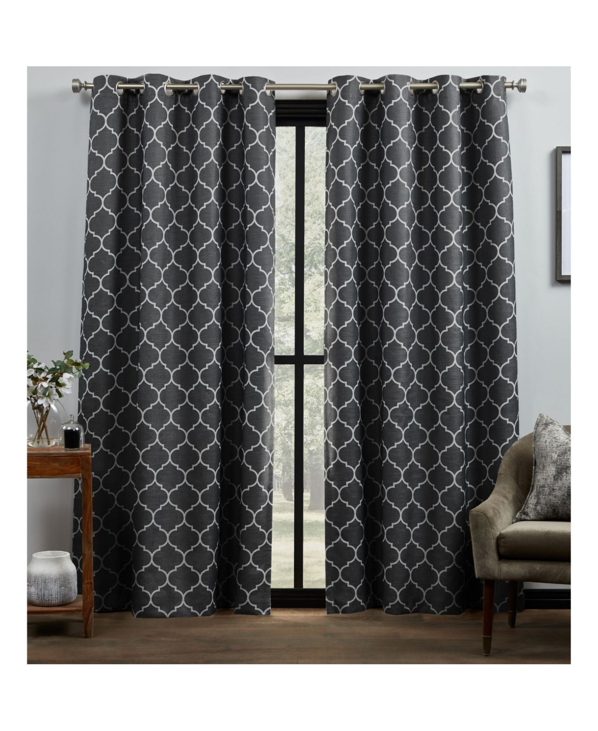 Exclusive Home Curtains Bensen Trellisout Grommet Top Curtain Panel Pair, 52