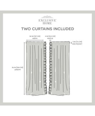 Curtains Jacinta Flippable Side Ruffle Sheer Rod Pocket Curtain Panel Pair, 54" x 96", Set of 2