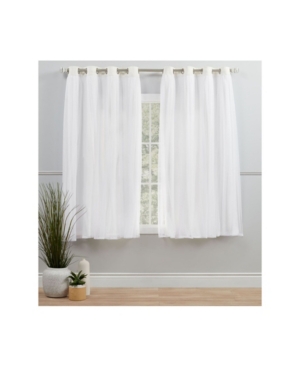 Exclusive Home Curtains Catarina Layered Solid Blackout And Sheer Grommet Top Curtain Panel Pair, 52" X 63" In Off-white