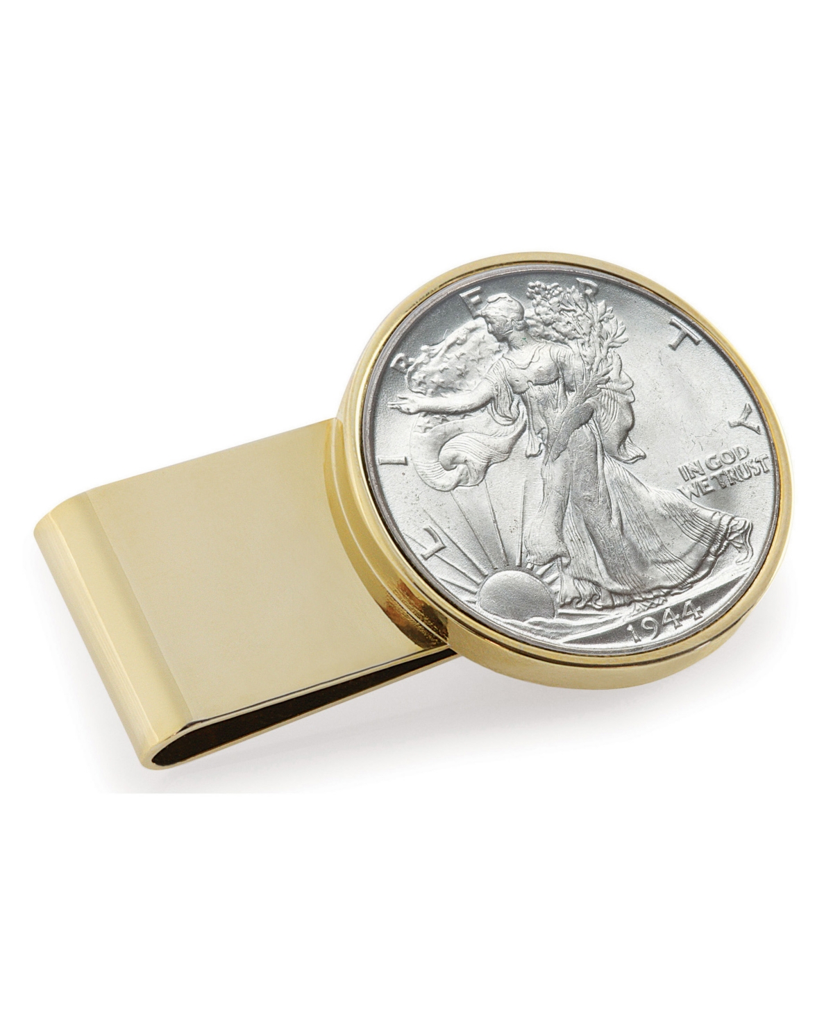 Men's American Coin Treasures Silver Walking Liberty Half Dollar Stainless Steel Coin Money Clip - Gold