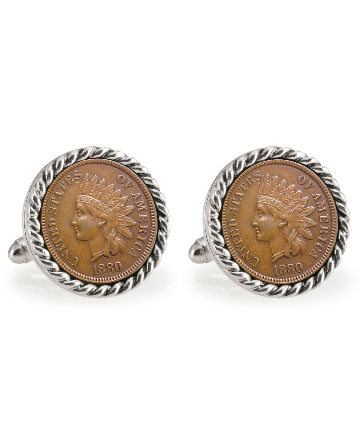 American Coin Treasures Usc 1880 Rope Bezel Penny Coin Cuff Links