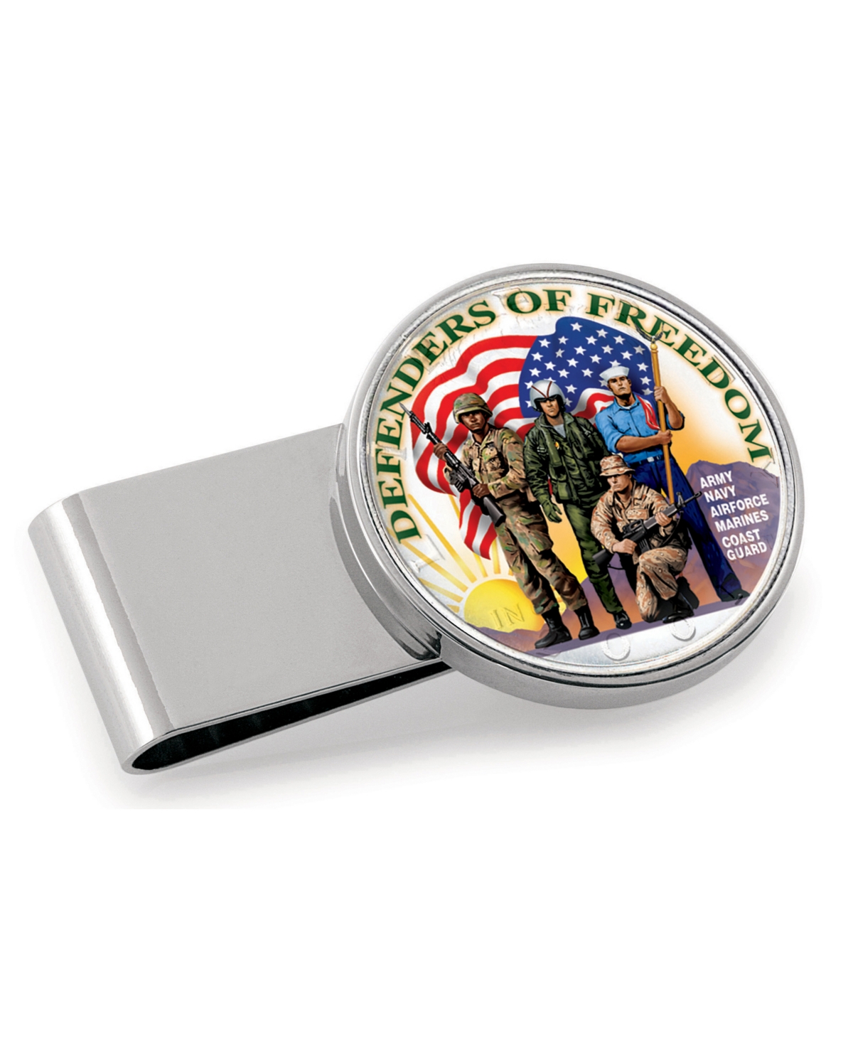 Men's American Coin Treasures Defenders of Freedom Colorized Jfk Half Dollar Coin Money Clip - Silver