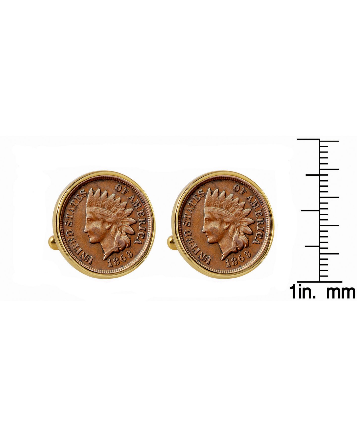 Мужские запонки American Coin Treasures 1800's Indian Penny Bezel Coin Cuff Links — фото 2