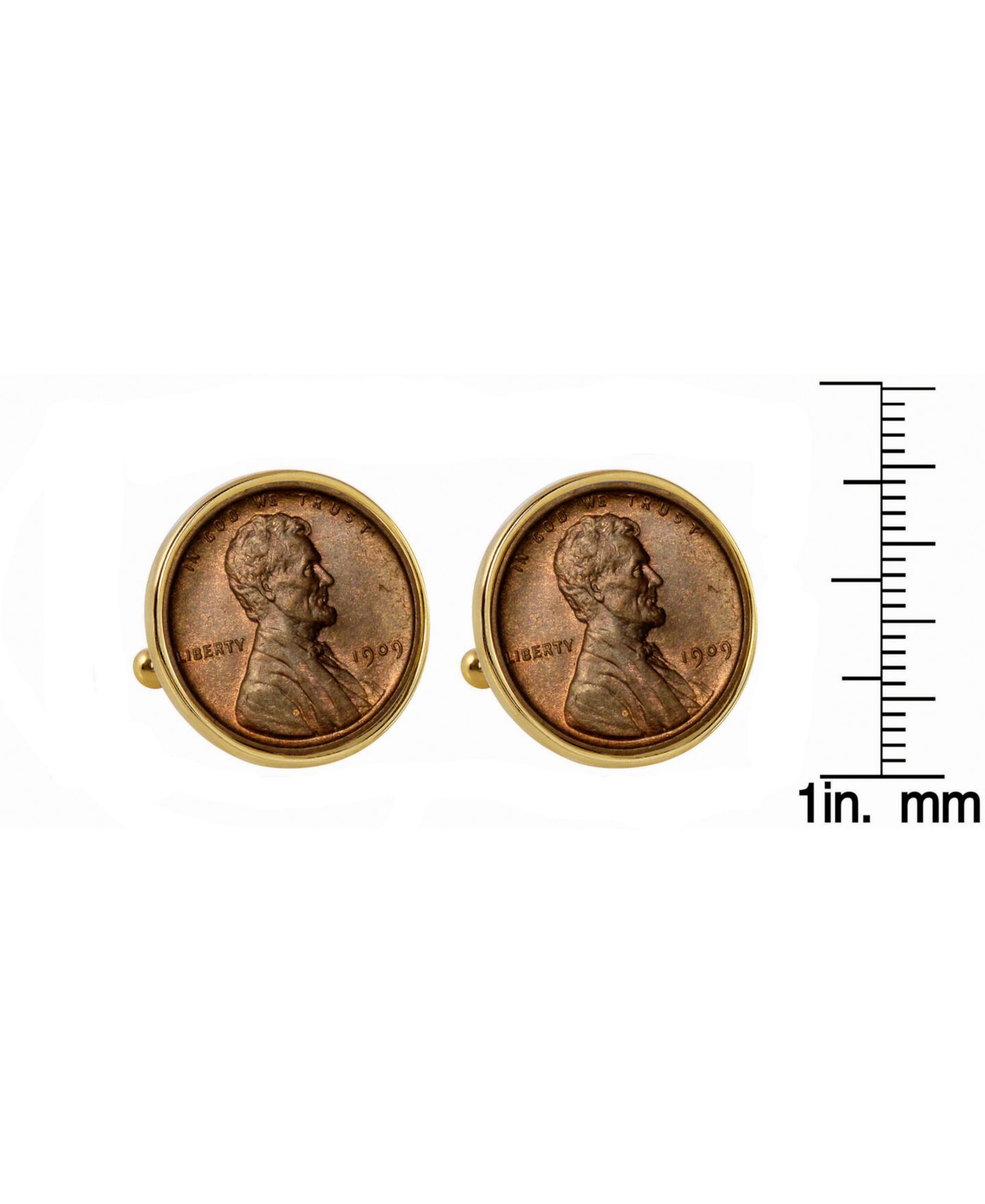 Мужские запонки American Coin Treasures 1909 First-Year-Of-Issue Lincoln Penny Bezel Coin Cuff Links — фото 2