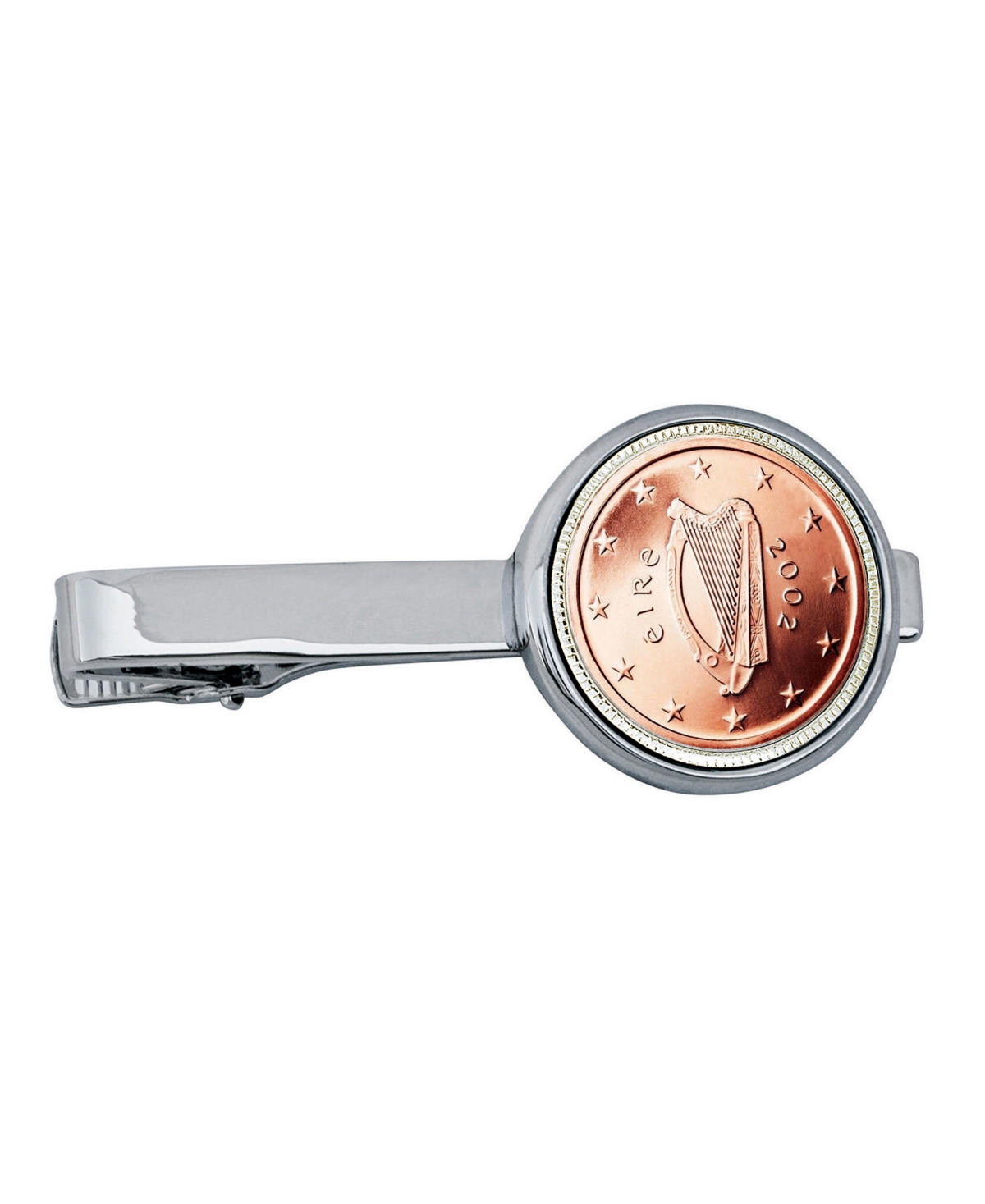 Irish 2 Euro Bar Coin Tie Clip - Silver