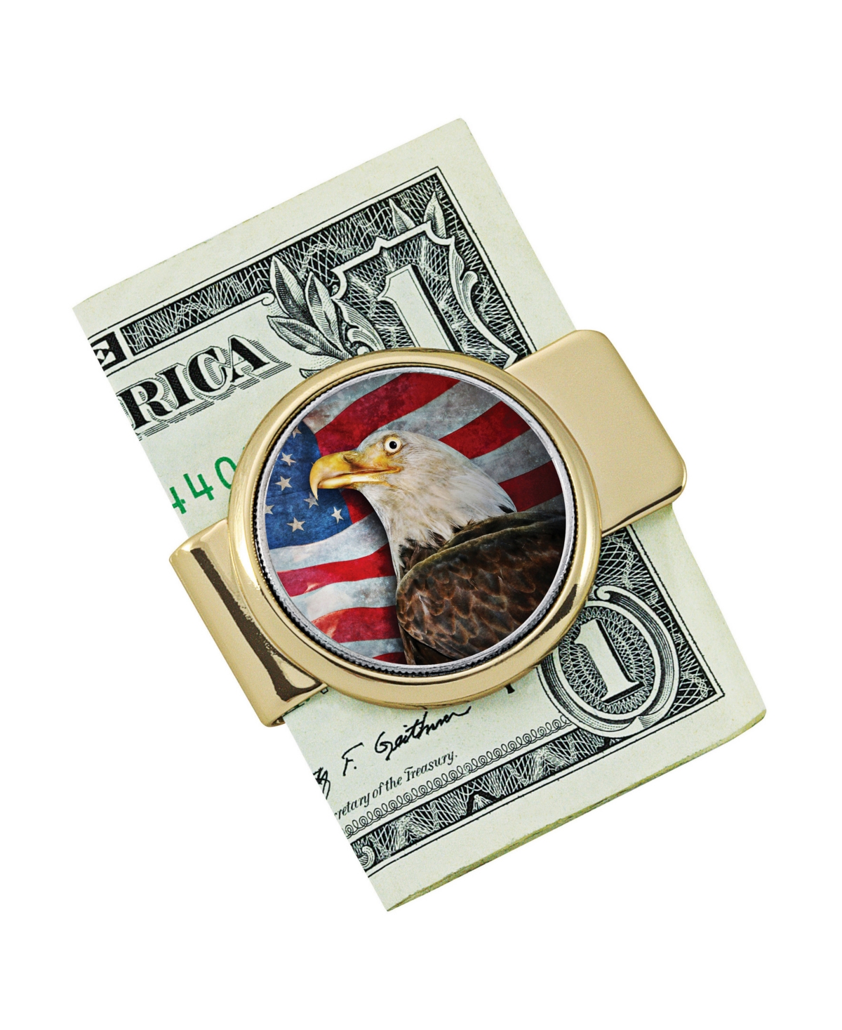 Men's American Coin Treasures American Bald Eagle Colorized Jfk Half Dollar Money Clip - Gold