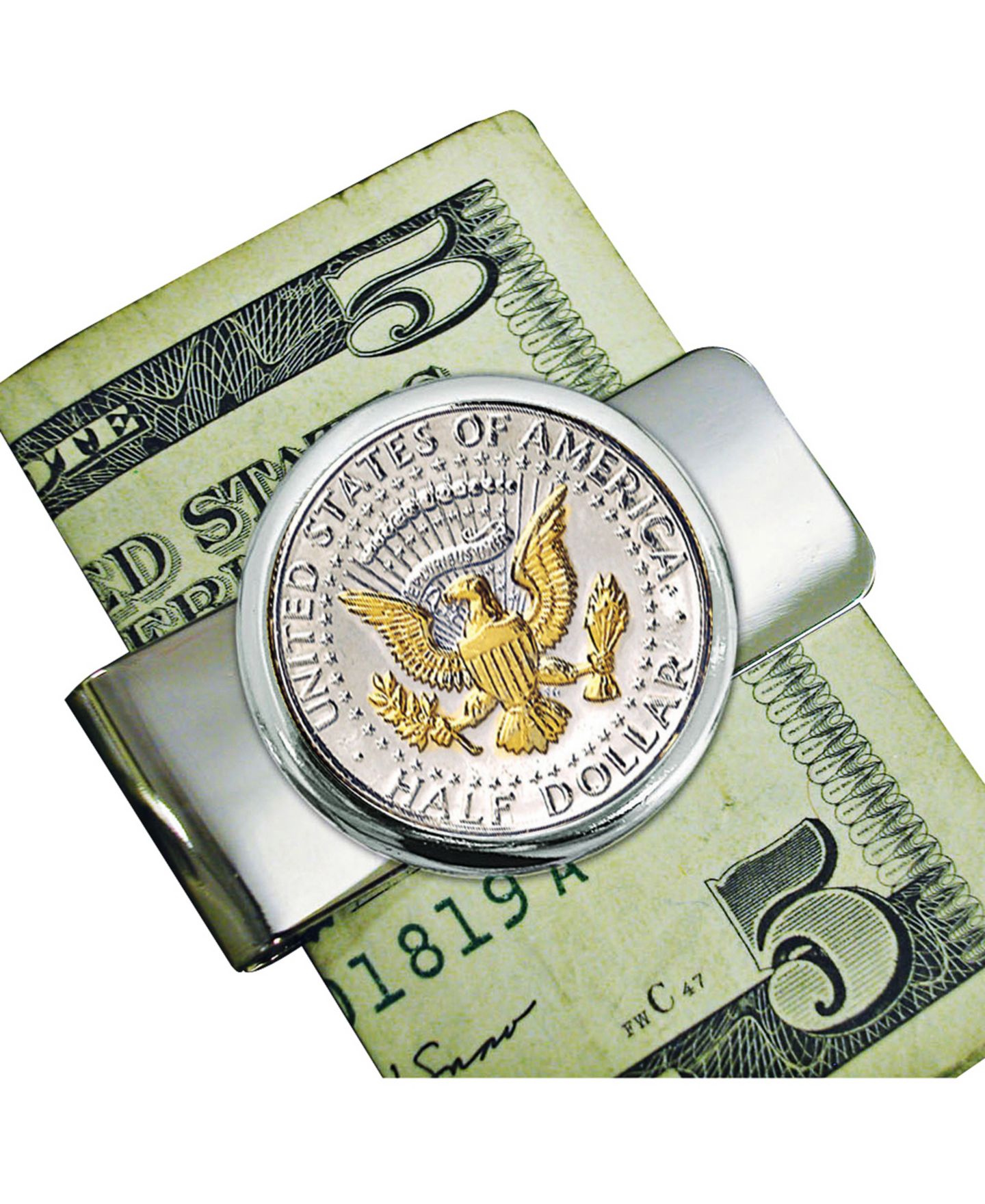 Мужской зажим для денег American Coin Treasures с монетой Presidential Seal, позолота — фото 1