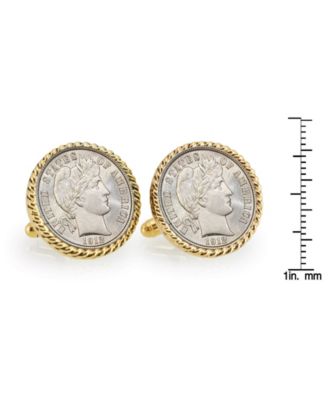 Silver Barber Dime Rope Bezel Coin Cuff Links