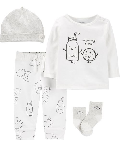 Carter S Baby Boys 4 Pc Milk Cookies Cotton Take Me Home Set