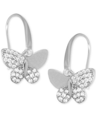 And Now This - Cubic Zirconia Butterfly Drop Earring in Rose Gold Plate