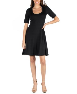 Women's A-Line Dress with Elbow Length Sleeves
