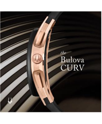 Men's Chronograph Curv Black Rubber Strap Watch 44mm