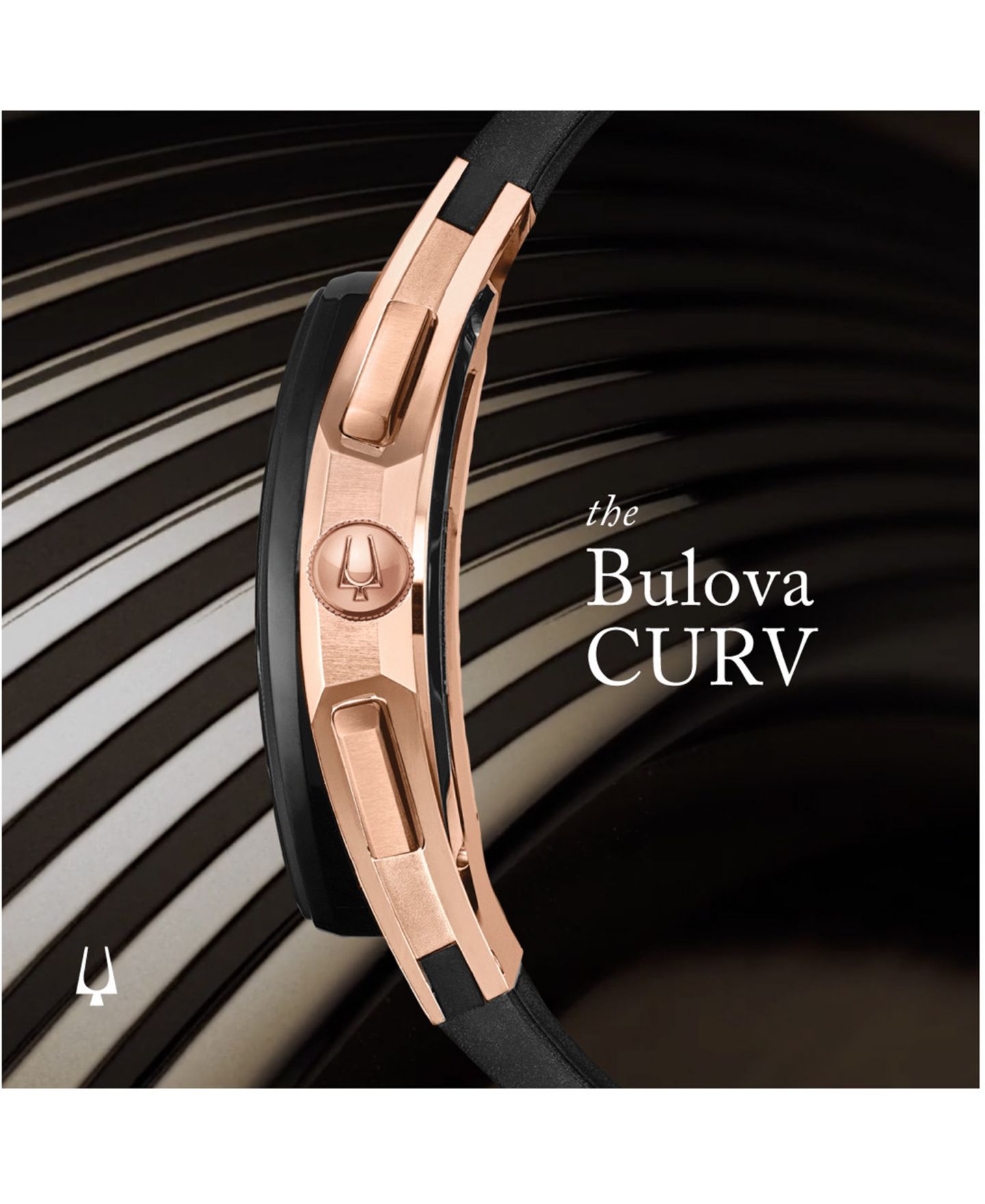 Мужские часы Bulova Chronograph Curv Black Rubber Strap Watch 44mm — фото 6