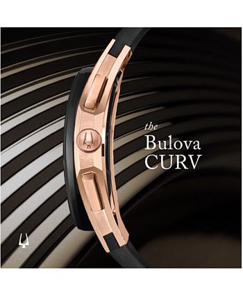 Bulova - Men's Chronograph Curv Diamond-Accent Black Rubber Strap Watch 44mm