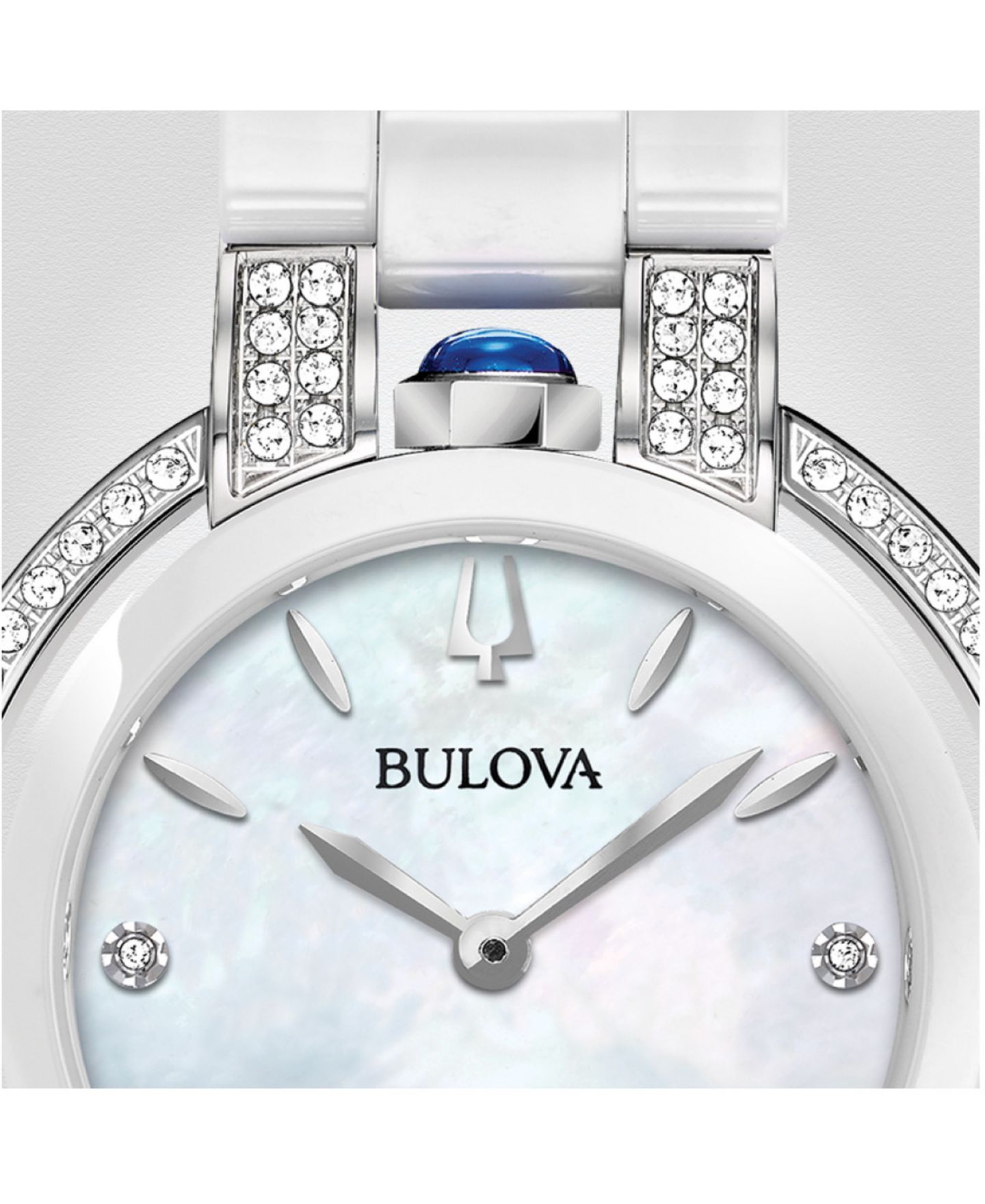 Женские часы Bulova Rubaiyat Diamond (1/3 ct. t.w.) Stainless Steel and White Ceramic Bracelet Watch 35mm — фото 4