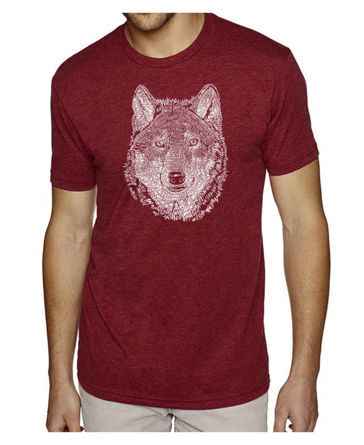 La Pop Art Men's Premium Word Art T-shirt - Wolf