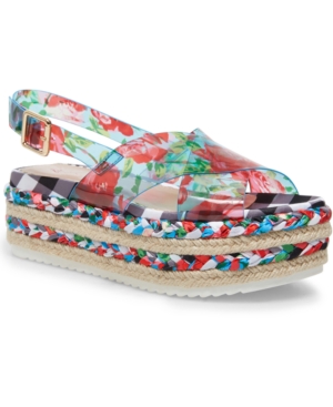 image of Betsey Johnson Fuller Vinyl Espadrille Flatform Sandals Women-s Shoes
