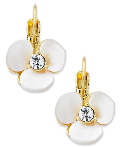 kate spade new york Earrings, Gold-Tone Cream Disco Pansy ...