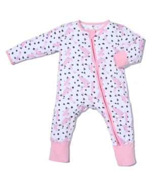 Earth Baby Outfitters Baby Girls Viscose from Bamboo Hand Brush 2 Way Zippy Coverall
