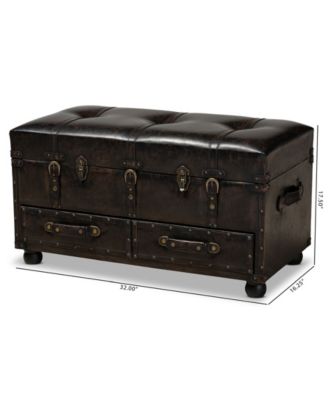 Callum Modern Transitional Upholstered 2 Drawer Storage Trunk Ottoman