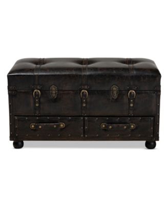 Callum Modern Transitional Upholstered 2 Drawer Storage Trunk Ottoman