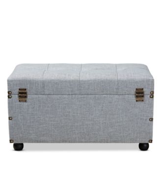 Flynn Modern Transitional Upholstered 2 Drawer Storage Trunk Ottoman