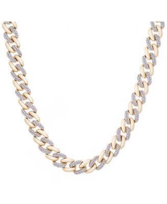 Men's Diamond Cuban Link Chain 19 ct tw Round Necklace 10K White Gold 22