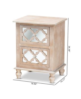 Celia French Rustic Quatrefoil Mirrored Nightstand