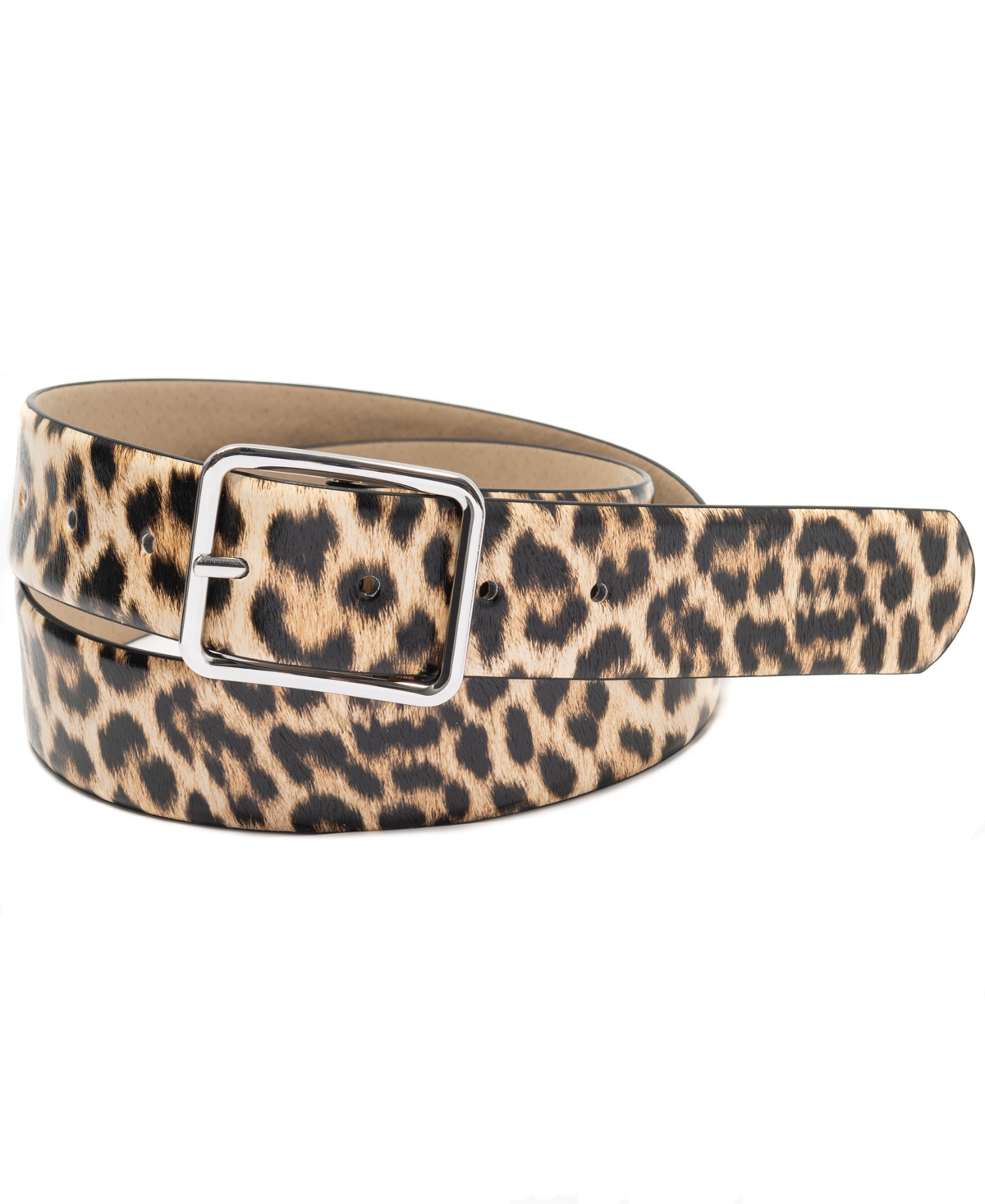 Animal Print Panel Belt, Created for Macy's - Leopard/Silver