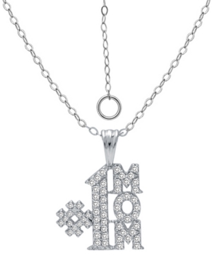 Giani Bernini Cubic Zirconia Pave #1 Mom Pendant Necklace In Sterling Silver, 16" + 2" Extender, Created For Macy'