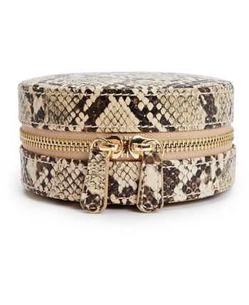 Wolf Designs - Embossed Snake Texture Round Zip Jewelry Case