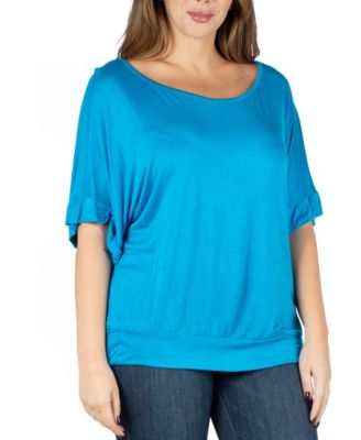 Plus Size Short Sleeve Loose Fitting Dolman Top