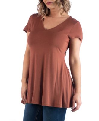 Plus Size Short Sleeve V-Neck Tunic Top