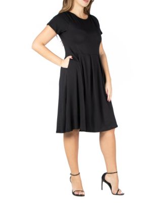Plus Size Short Sleeve Midi Dress with Pockets