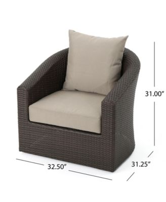 Darius Outdoor Framed Swivel Club Chair with Cushions
