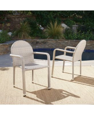 Aurora Outdoor Armed Stack Chairs with Frame, Set of 2